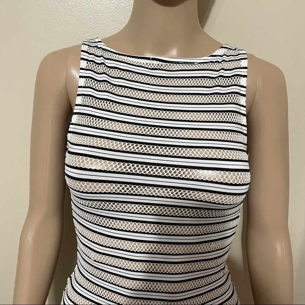 Fashion Nova Mesh Black & White Bodysuit - Picture 4 of 14